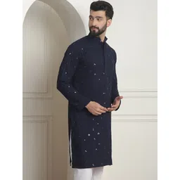 SOJANYA Embroidered Mandarin Collar Long Sleeves Straight Kurta image 5