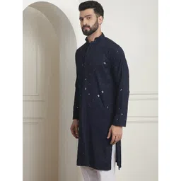 SOJANYA Embroidered Mandarin Collar Long Sleeves Straight Kurta image 4