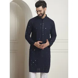 SOJANYA Embroidered Mandarin Collar Long Sleeves Straight Kurta image 2