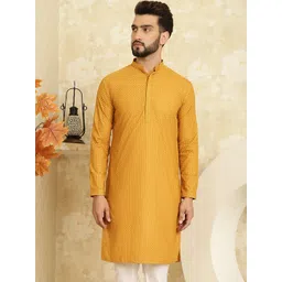 SOJANYA Embroidered Mandarin Collar Pure Cotton Kurta-picture-29