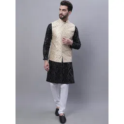 SOJANYA Embroidered Sequinned Pure Cotton Kurta and Churidar with Nehru Jacket-picture-40