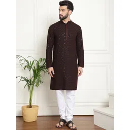 SOJANYA Embroidered Sequinned Pure Cotton Kurta with Churidar-picture-39