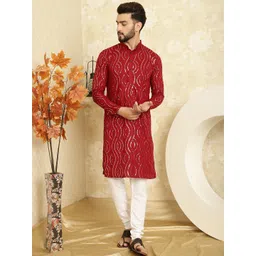 SOJANYA Embroidered Sequinned Pure Cotton Kurta With Churidar-picture-41