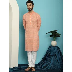 SOJANYA Embroidered Sequinned Pure Cotton Kurta with Pyjama Set-picture-35