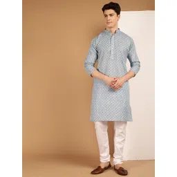 SOJANYA Ethnic Motif Printed Band Collar Kurta-picture-31