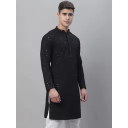 SOJANYA Ethnic Motifs Embroidered Sequinned Pure Cotton Kurta-picture-12