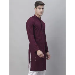 SOJANYA Ethnic Motifs Embroidered Sequinned Pure Cotton Kurta-picture-28