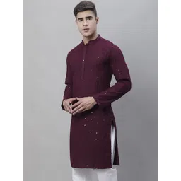 SOJANYA Ethnic Motifs Embroidered Sequinned Pure Cotton Kurta-picture-26