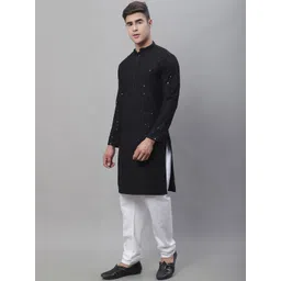 SOJANYA Ethnic Motifs Embroidered Sequinned Pure Cotton Kurta With Churidar-picture-35