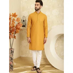 SOJANYA Ethnic Motifs Embroidered Sequinned Pure Cotton Kurta with Churidar-picture-33