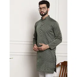 SOJANYA Ethnic Motifs Woven Design Band Collar Straight Kurta-picture-16