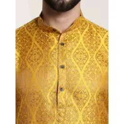 SOJANYA Ethnic Motifs Woven Design Band Collar Straight Kurta image 5