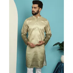 SOJANYA Ethnic Motifs Woven Design Jacquard Mandarin Collar Straight Kurta-picture-40