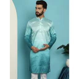 SOJANYA Ethnic Motifs Woven Design Jacquard Mandarin Collar Straight Kurta-picture-37