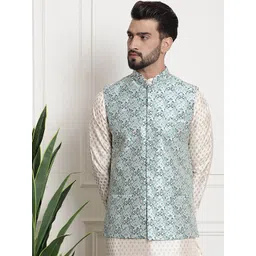 SOJANYA Ethnic Motifs Woven Design Nehru Jackets-picture-32