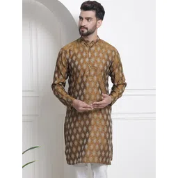SOJANYA Ethnic Woven Design Mandarin Collar Straight Kurta-picture-14