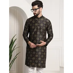 SOJANYA Floral Printed Mandarin Collar Long Sleeves Straight Kurta-picture-24