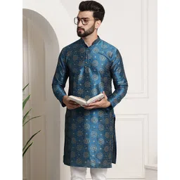 SOJANYA Floral Printed Mandarin Collar Straight Kurta-picture-10