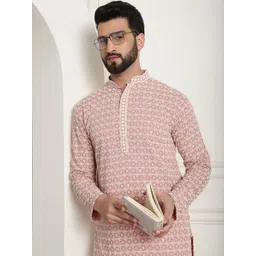 SOJANYA Geometric Embroidered Mandarin Collar Straight Pure Cotton Kurta-picture-38