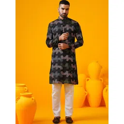 SOJANYA Geometric Embroidered Mandarin Collar Thread Work Straight Kurtas-picture-37