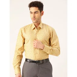 SOJANYA Men Beige & Brown Classic Regular Fit Printed Formal Shirt-picture-37