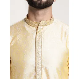 SOJANYA Men Beige Woven Design Straight Kurta image 2