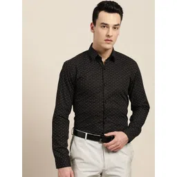 SOJANYA Men Black & White Classic Fit Printed Formal Shirt-picture-35