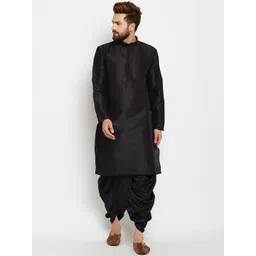 SOJANYA Men Black Solid A-Line Kurta-picture-31
