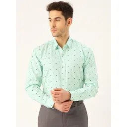 SOJANYA Men Blue & Black Classic Regular Fit Printed Formal Shirt-picture-21