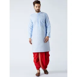 SOJANYA Men Blue & Red Solid Kurta with Dhoti Pants-picture-38