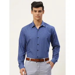 SOJANYA Men Blue & White Classic Printed Formal Shirt-picture-22