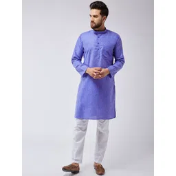 SOJANYA Men Blue & White Solid Kurta with Pyjamas-picture-39