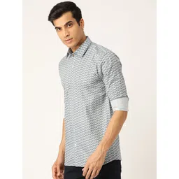 SOJANYA Men Blue Classic Regular Fit Printed Casual Shirt image 5