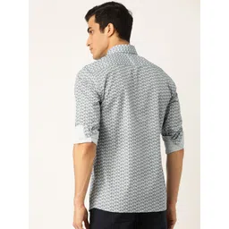 SOJANYA Men Blue Classic Regular Fit Printed Casual Shirt image 3