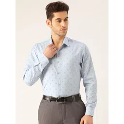 SOJANYA Men Blue Classic Regular Fit Printed Formal Shirt-picture-19