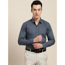 SOJANYA Men Blue Classic Regular Fit Printed Formal Shirt-picture-17