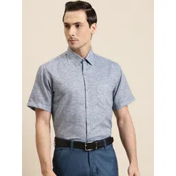 SOJANYA Men Blue Classic Regular Fit Solid Formal Shirt-picture-32