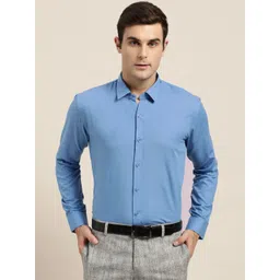 SOJANYA Men Blue Classic Regular Fit Solid Formal Shirt-picture-28