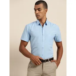 SOJANYA Men Blue Classic Regular Fit Solid Pure Cotton Formal Shirt-picture-24
