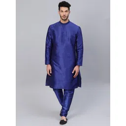SOJANYA Men Blue Solid Straight Kurta with Churidar-picture-30