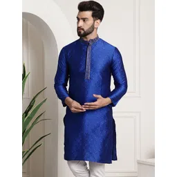SOJANYA Men Blue Woven Design Straight Kurta-picture-35