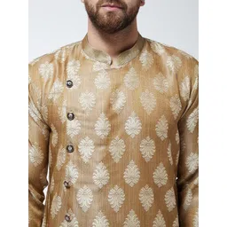 SOJANYA Men Brown Embroidered Straight Kurta image 3
