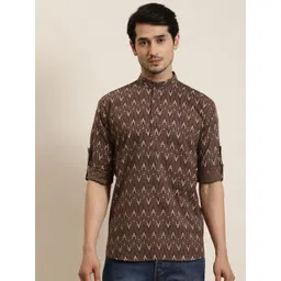 SOJANYA Men Brown Ethnic Motifs Printed Kurta-picture-19