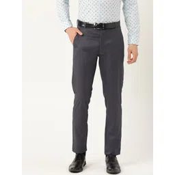 SOJANYA Men Charcoal Grey Smart Fit Solid Formal Trousers-picture-36