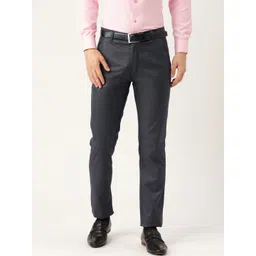 SOJANYA Men Charcoal Grey Smart Slim Fit Solid Formal Trousers-picture-18