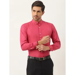 SOJANYA Men Coral Pink Solid Semi Formal Shirt-picture-28