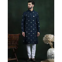 SOJANYA Men Embroidered Regular Sequinned Kurta with Churidar image 1
