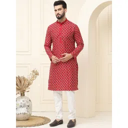 SOJANYA Men Embroidered Regular Thread Work Kurta with Churidar-picture-39