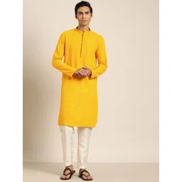 SOJANYA Men Embroidered Sequinned Pure Cotton Kurta-picture-13