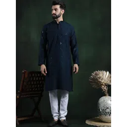 SOJANYA Men Ethnic Motifs Embroidered Regular Sequinned Kurta with Churidar-picture-22